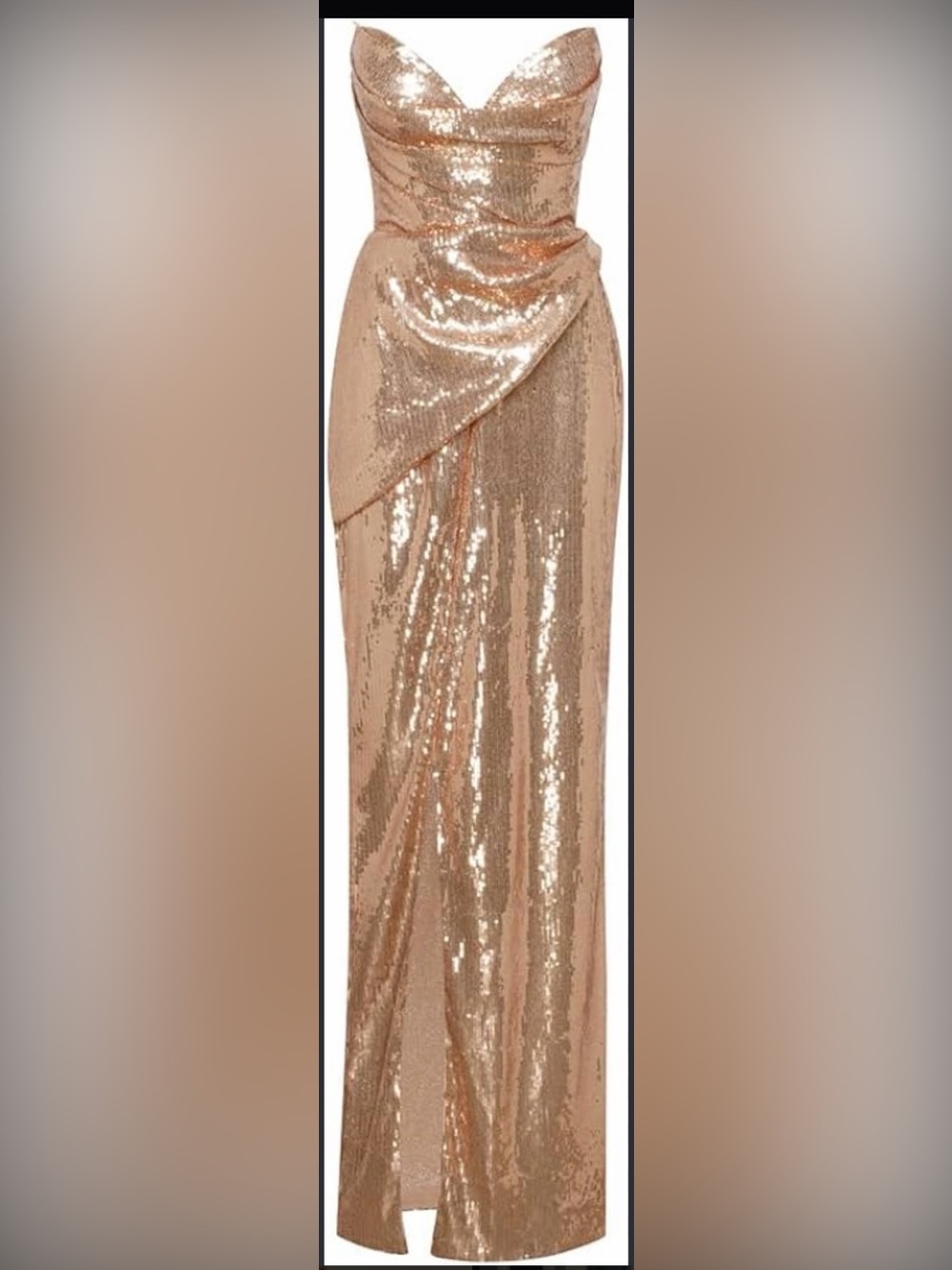Milla Strapless Sequin Evening Gown - Gold
